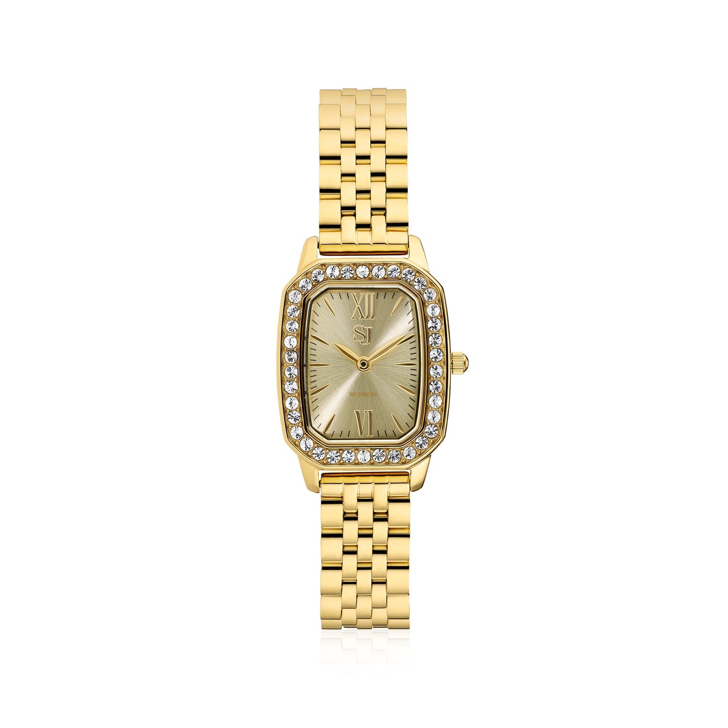 Stainless steel gold | Gold dial and white zirconia
